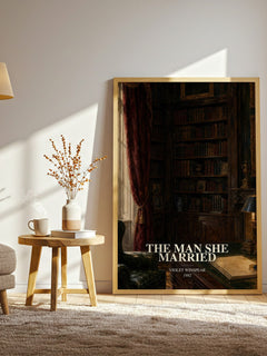The Man She Married watercolour print in frame leaning in hallway – romance wall art