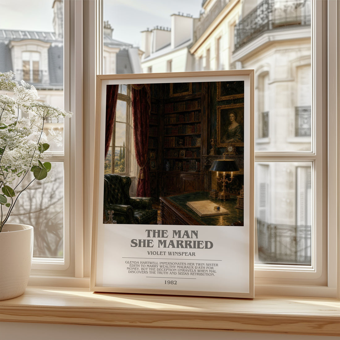 The Man She Married bookish poster colour and style options – Violet Winspear book art