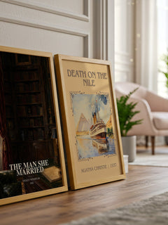 The Man She Married watercolour print framed by window – literary home decor