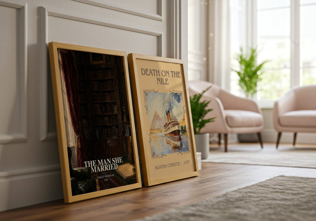 The Man She Married watercolour print framed by window – literary home decor