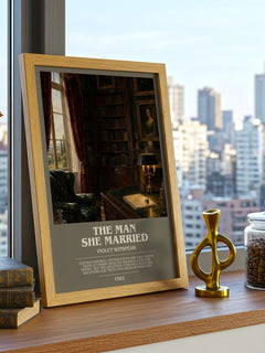 The Man She Married bookish print framed by window – literary home decor