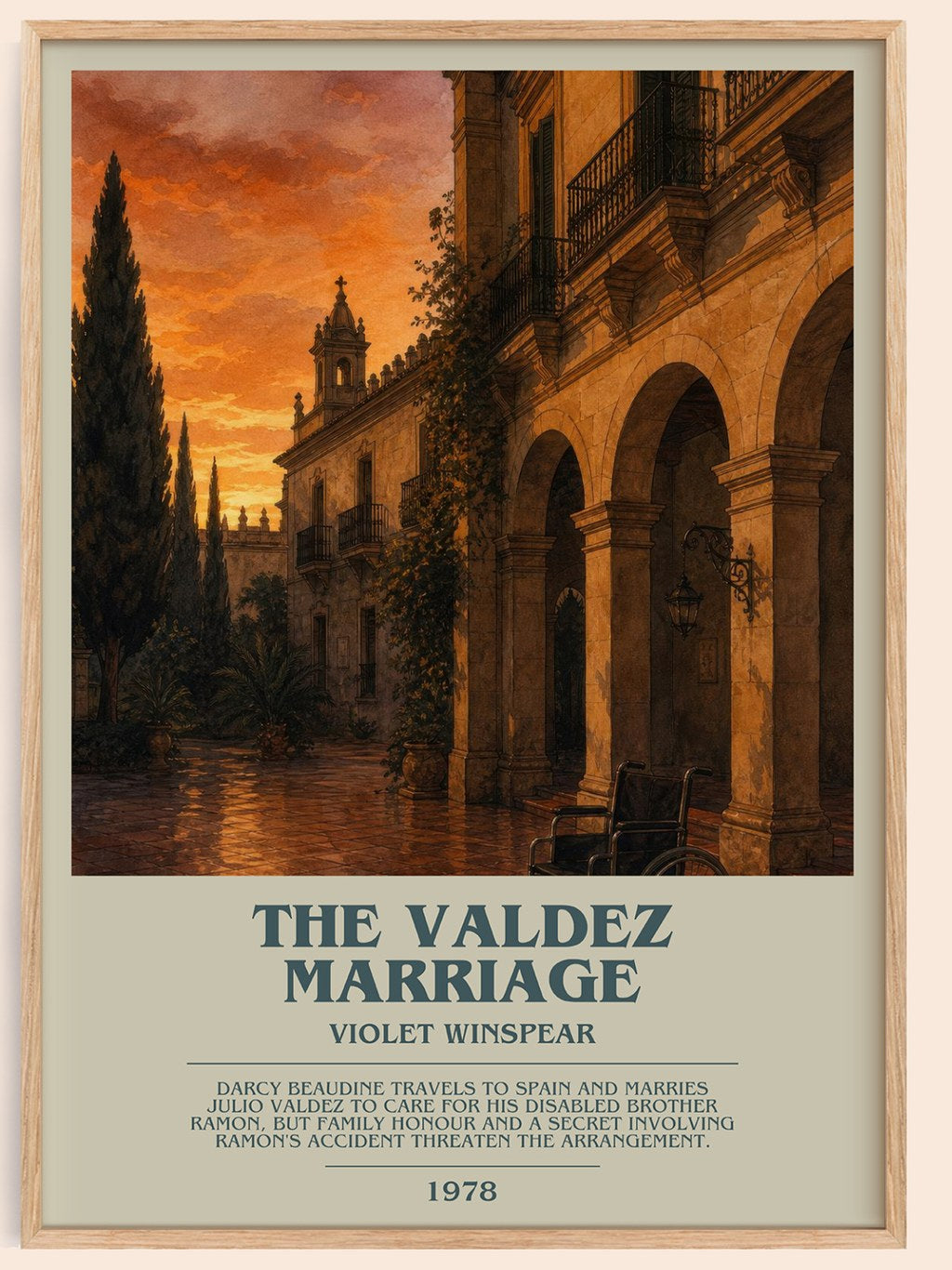 The Valdez Marriage bookish book poster by Violet Winspear – framed literary art print