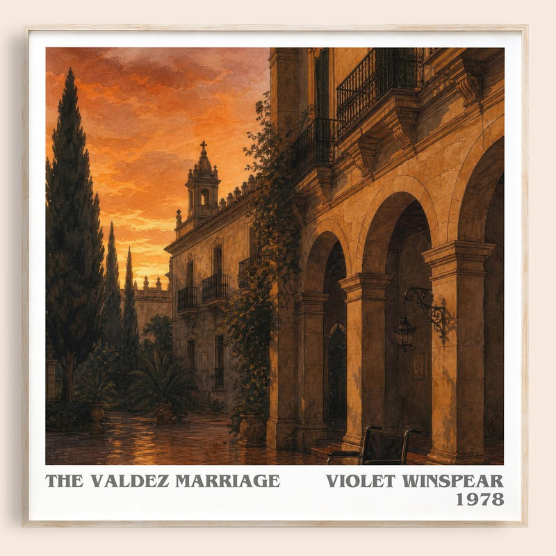 The Valdez Marriage literary book poster by Violet Winspear – framed literary art print