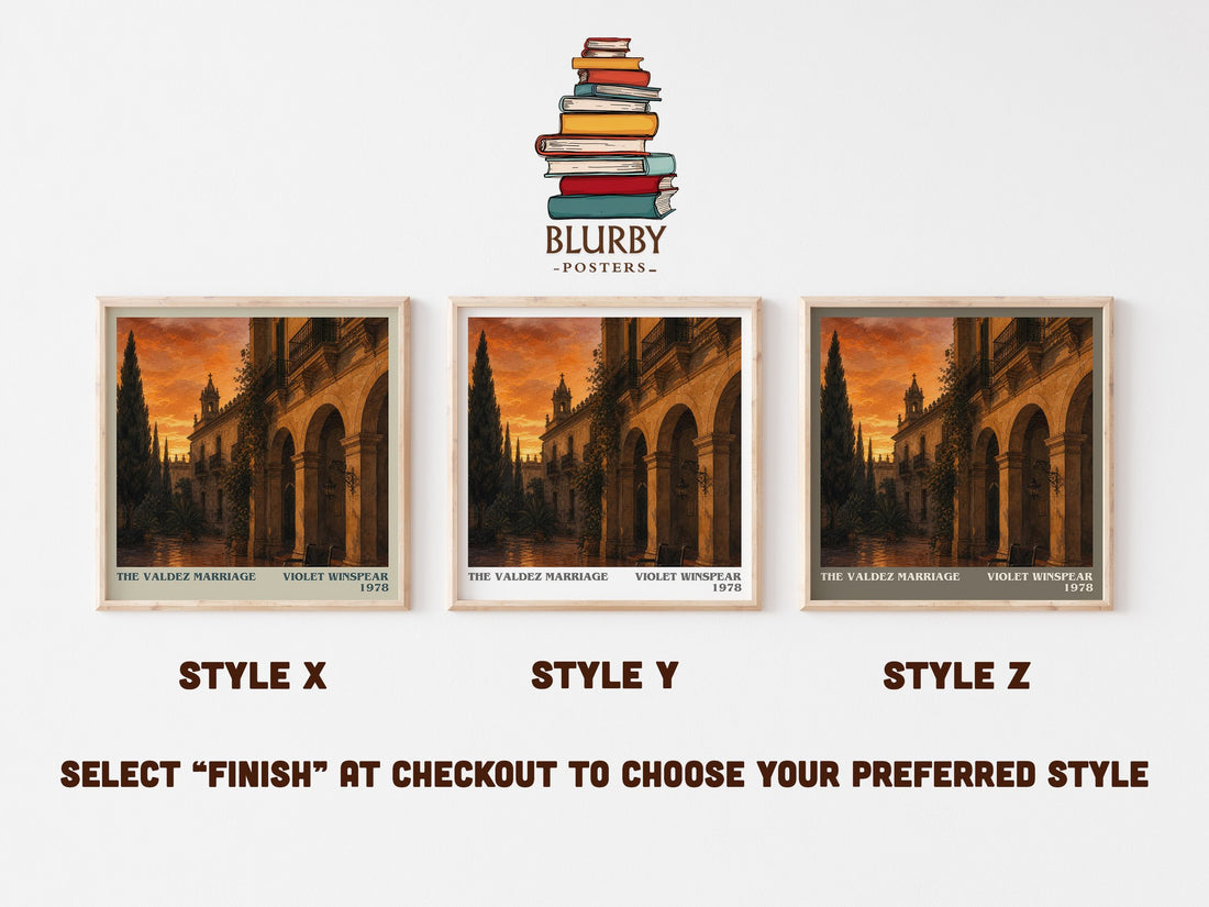 The Valdez Marriage literary print in frame leaning in hallway – romance wall art (mockup)