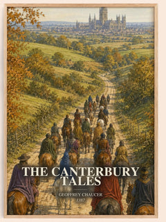 The Canterbury Tales watercolour book poster by Geoffrey Chaucer – framed literary art print