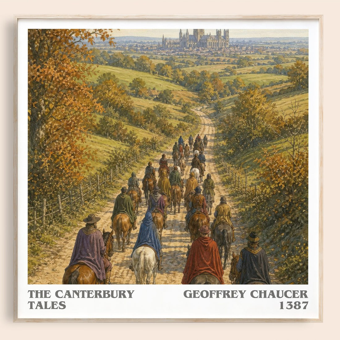 The Canterbury Tales literary book poster by Geoffrey Chaucer – framed literary art print