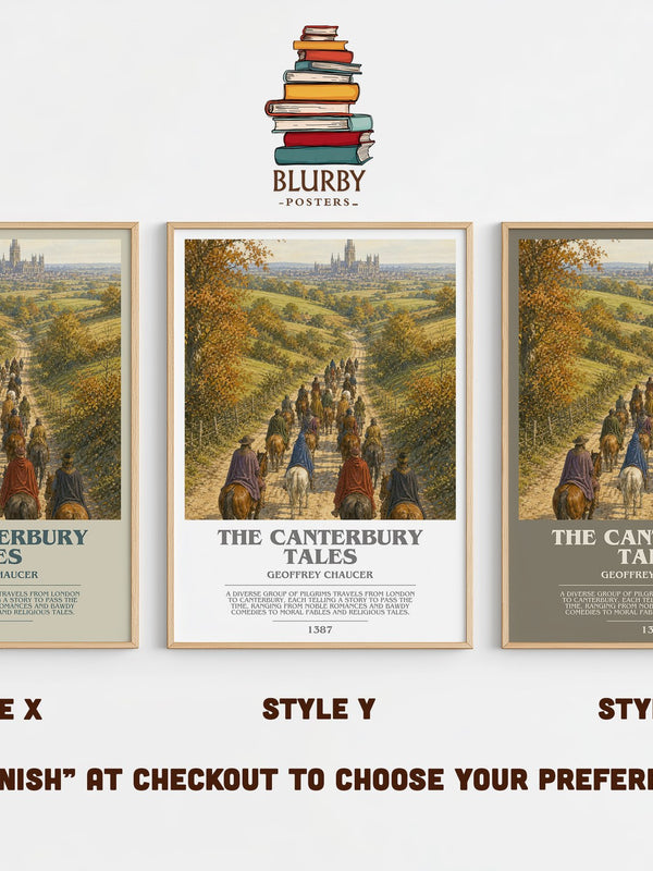 The Canterbury Tales bookish print in frame leaning in hallway – classic literature wall art
