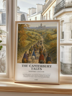 The Canterbury Tales bookish poster colour and style options – Geoffrey Chaucer book art