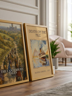 The Canterbury Tales watercolour print framed by window – literary home decor