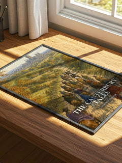The Canterbury Tales watercolour book poster framed on wall – classic literature wall art