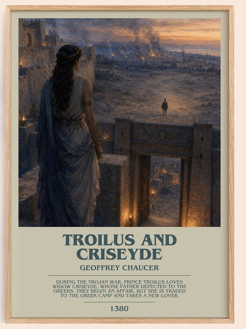 Troilus and Criseyde bookish book poster by Geoffrey Chaucer – framed literary art print
