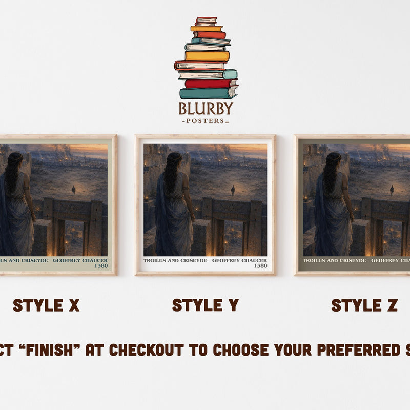 Troilus and Criseyde literary print in frame leaning in hallway – poetry wall art