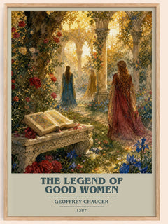 The legend of good women book cover book poster by Geoffrey Chaucer – framed literary art print