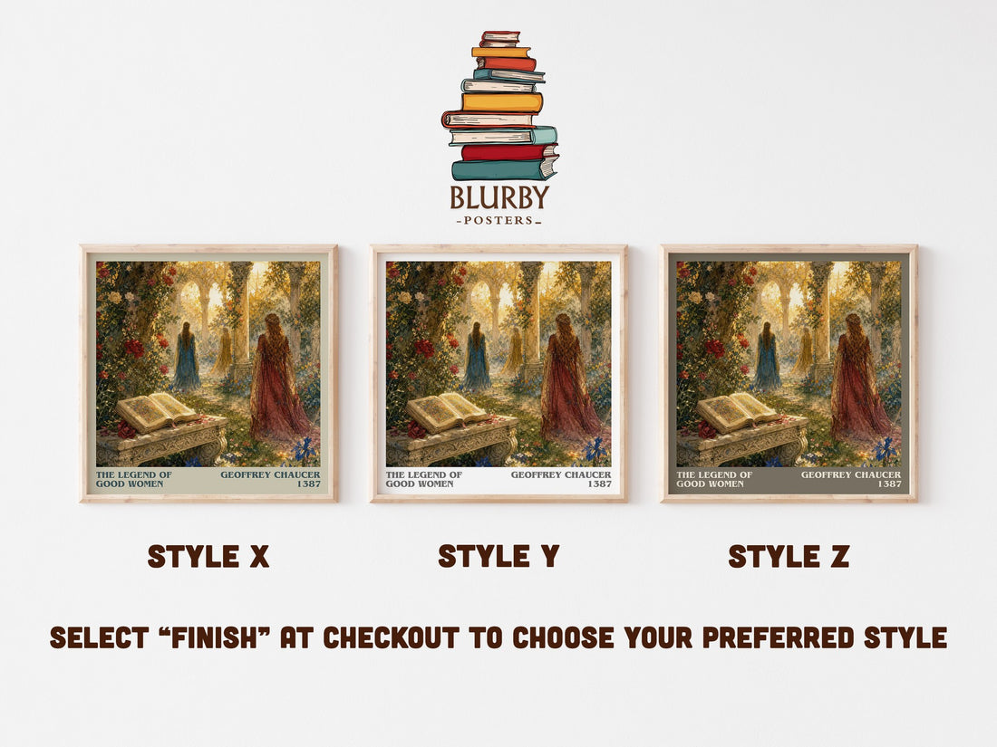 The legend of good women literary print in frame leaning in hallway – poetry wall art (mockup)