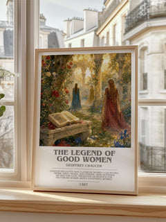 The legend of good women bookish poster colour and style options – Geoffrey Chaucer book art