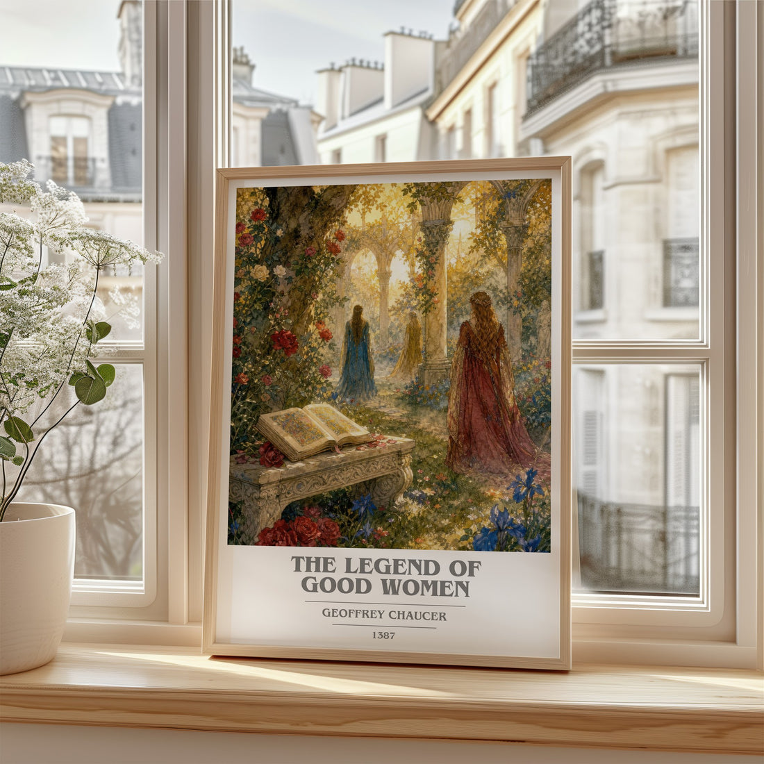 The legend of good women book cover poster colour and style options – Geoffrey Chaucer book art