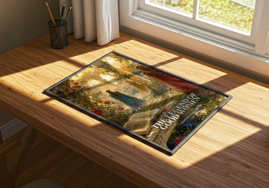 The legend of good women watercolour book poster framed on wall – poetry wall art