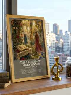 The legend of good women bookish print framed by window – literary home decor