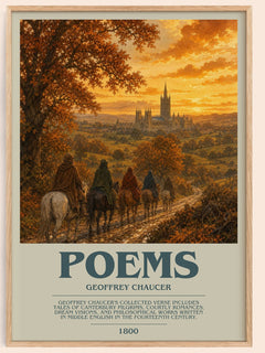 Poems bookish book poster by Geoffrey Chaucer – framed literary art print