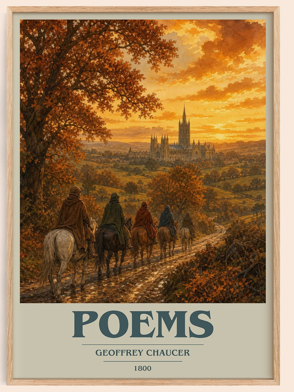 Poems book cover book poster by Geoffrey Chaucer – framed literary art print