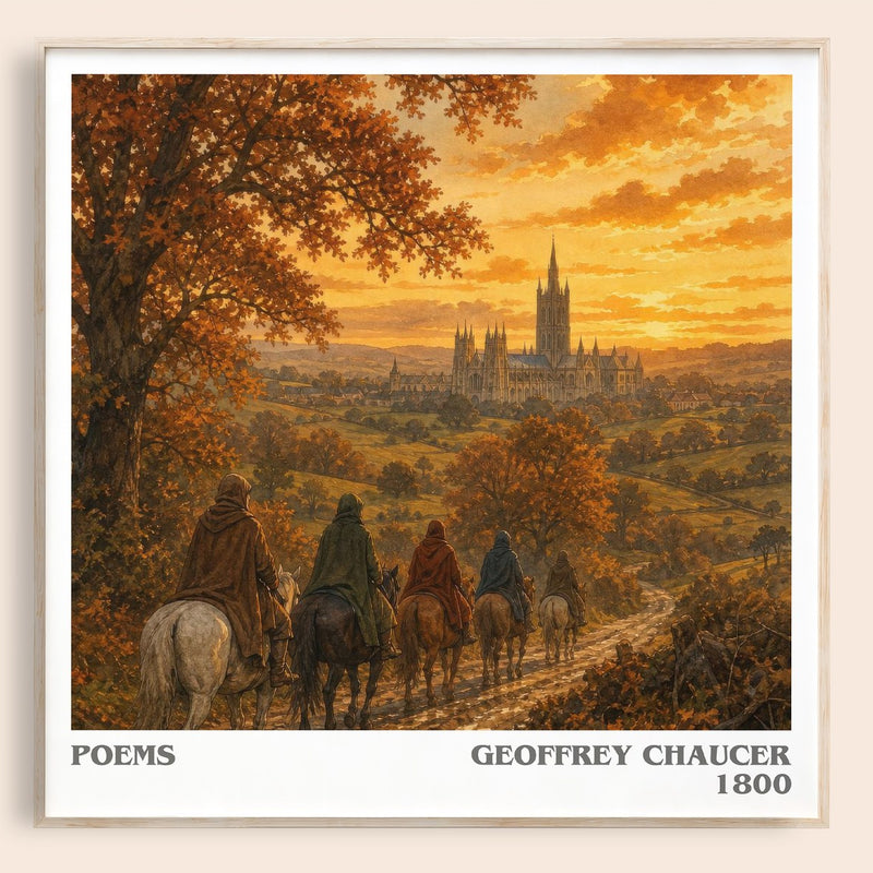 Poems literary book poster by Geoffrey Chaucer – framed literary art print