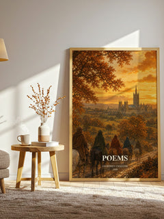 Poems watercolour print in frame leaning in hallway – poetry wall art