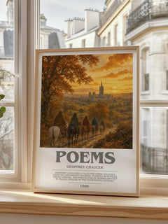 Poems bookish poster colour and style options – Geoffrey Chaucer book art