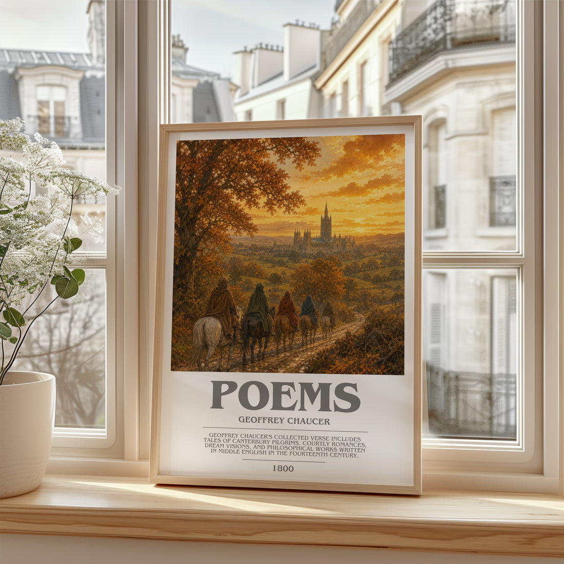 Poems bookish poster colour and style options – Geoffrey Chaucer book art
