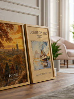 Poems watercolour print framed by window – literary home decor