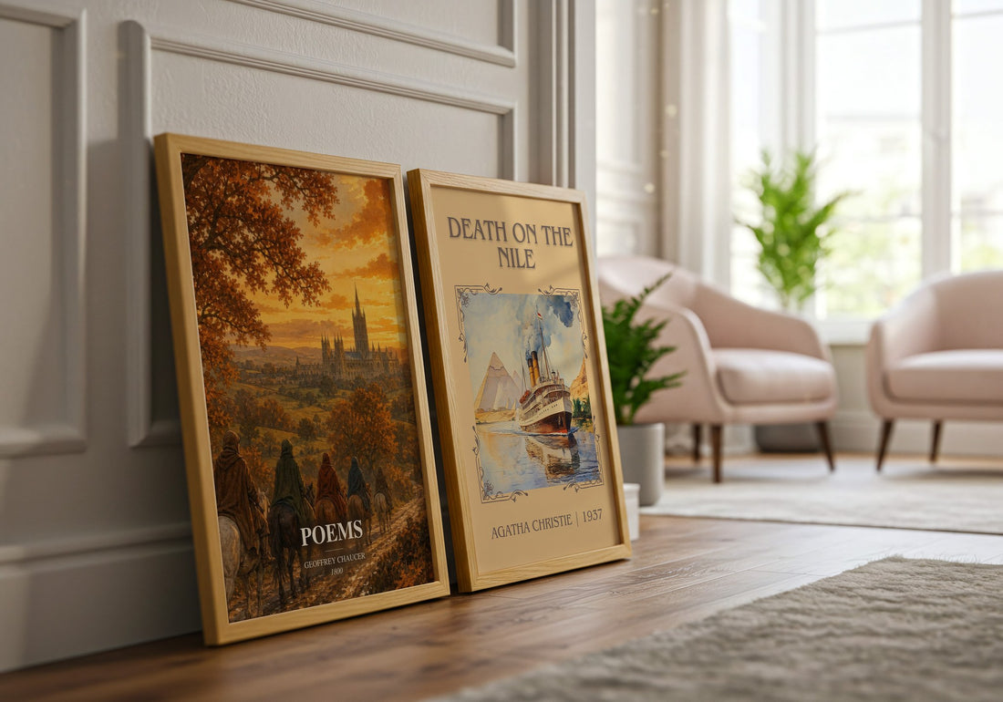 Poems watercolour print framed by window – literary home decor