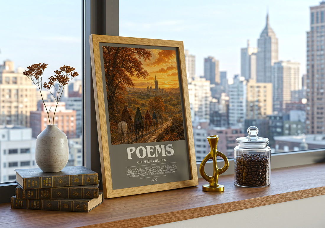 Poems bookish print framed by window – literary home decor