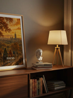 Poems watercolour print on bookshelf – Geoffrey Chaucer fan gift