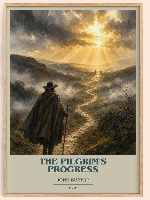 The Pilgrim's Progress book cover book poster by John Bunyan – framed literary art print