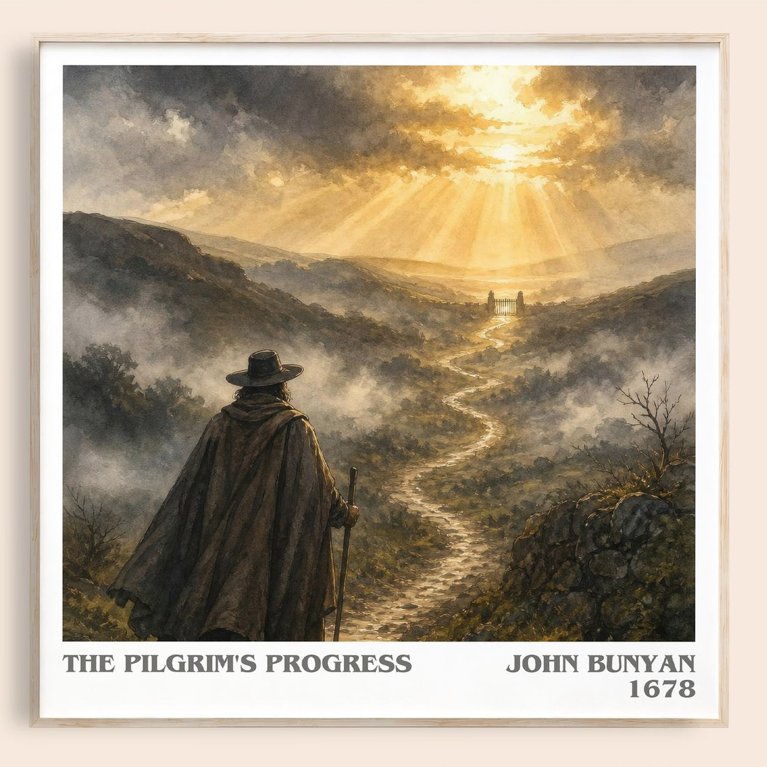 The Pilgrim's Progress literary book poster by John Bunyan – framed literary art print