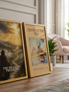 The Pilgrim's Progress watercolour print framed by window – literary home decor