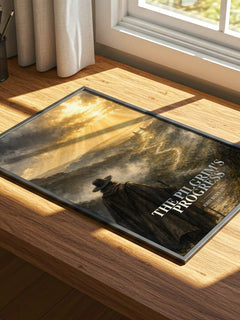 The Pilgrim's Progress watercolour book poster framed on wall – classic literature wall art