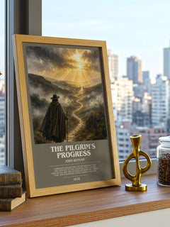 The Pilgrim's Progress bookish print framed by window – literary home decor