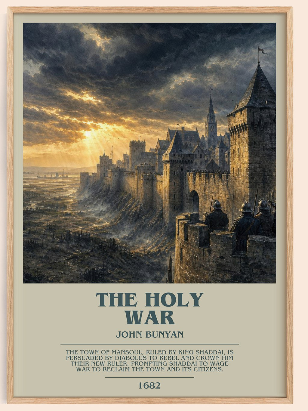 The holy war bookish book poster by John Bunyan – framed literary art print