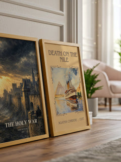 The holy war watercolour print framed by window – literary home decor