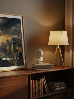 The holy war watercolour print on bookshelf – John Bunyan fan gift