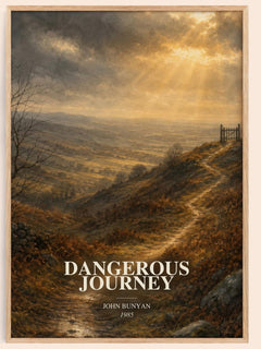 Dangerous journey watercolour book poster by John Bunyan – framed literary art print