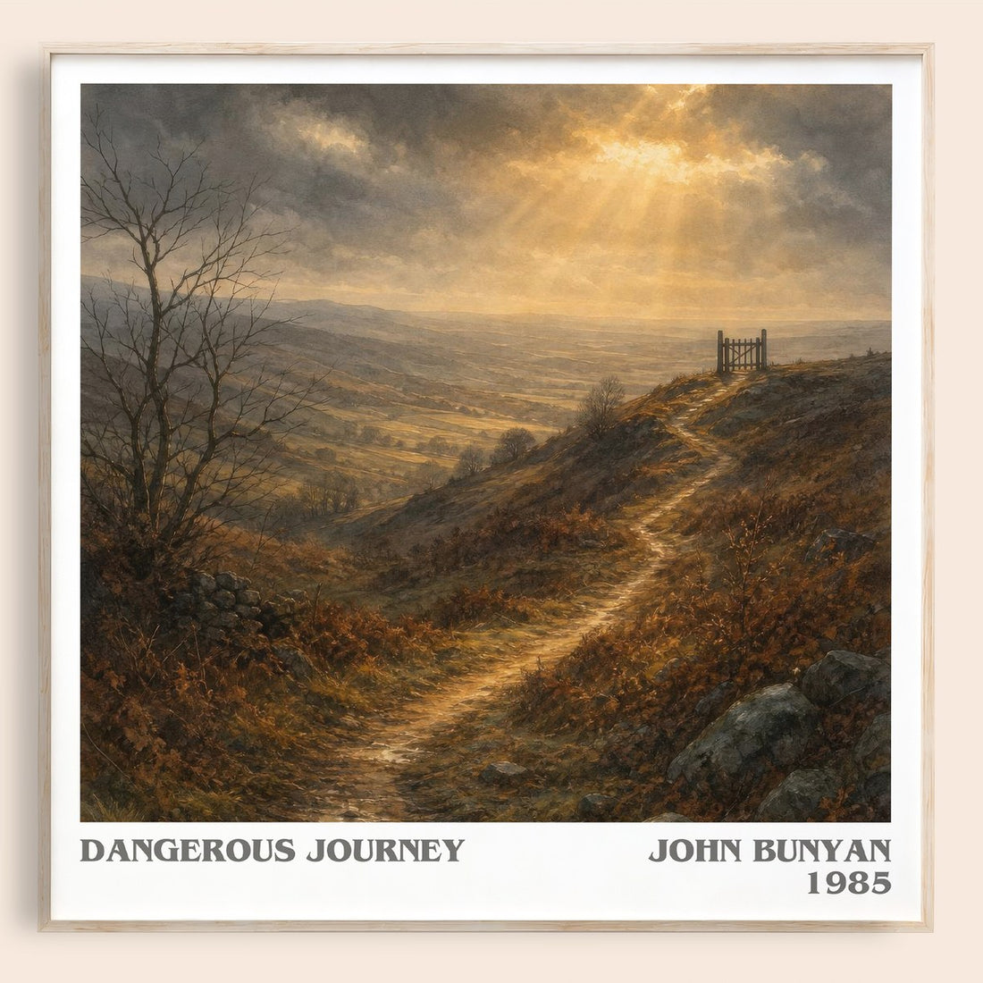 Dangerous journey literary book poster by John Bunyan – framed literary art print