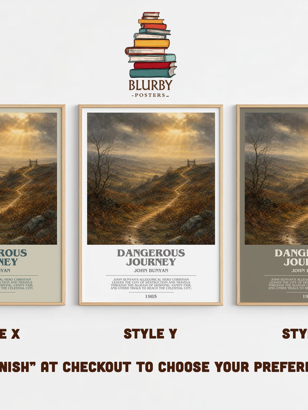 Dangerous journey bookish print in frame leaning in hallway – classic literature wall art