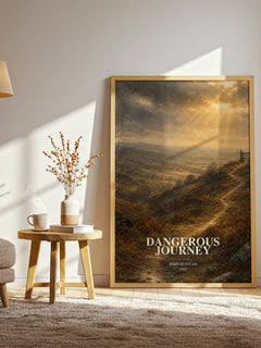Dangerous journey watercolour print in frame leaning in hallway – classic literature wall art