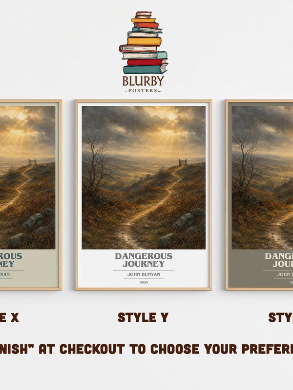 Dangerous journey book cover print in frame leaning in hallway – classic literature wall art