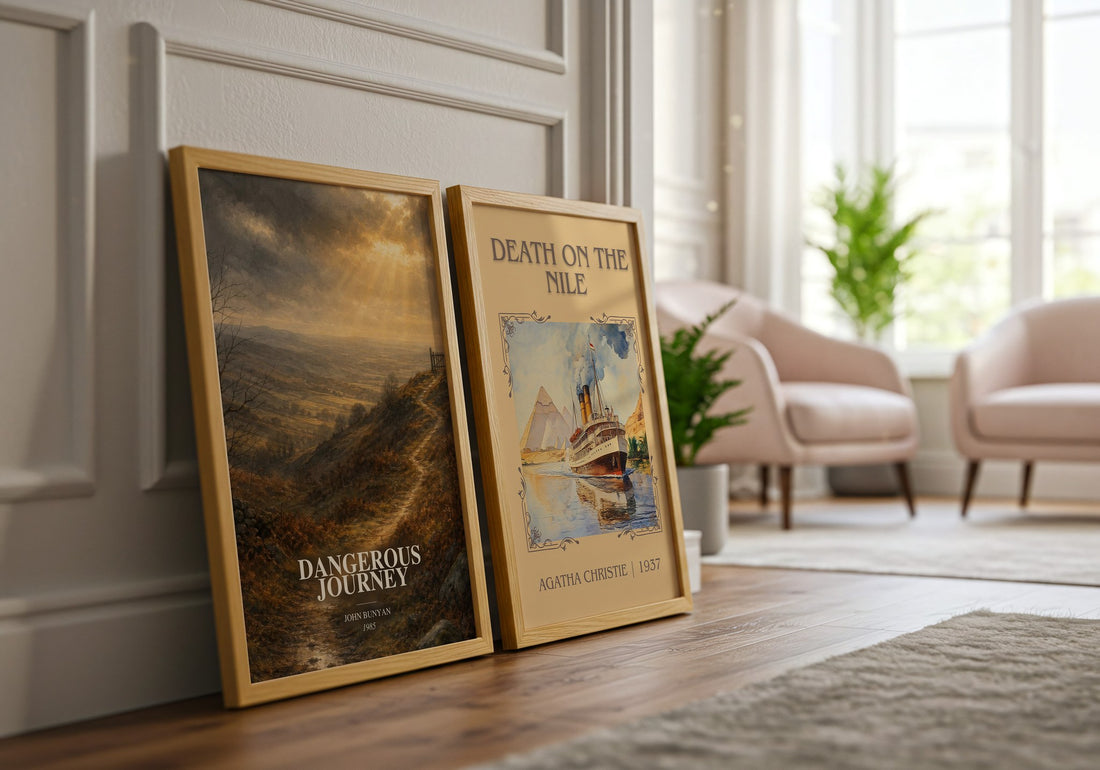 Dangerous journey watercolour print framed by window – literary home decor