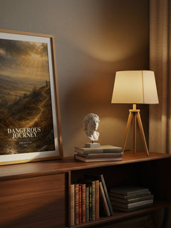 Dangerous journey watercolour print on bookshelf – John Bunyan fan gift