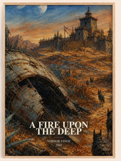 A Fire upon the Deep watercolour book poster by Vernor Vinge – framed literary art print