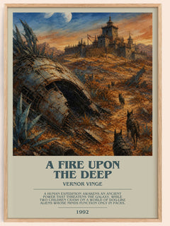 A Fire upon the Deep bookish book poster by Vernor Vinge – framed literary art print
