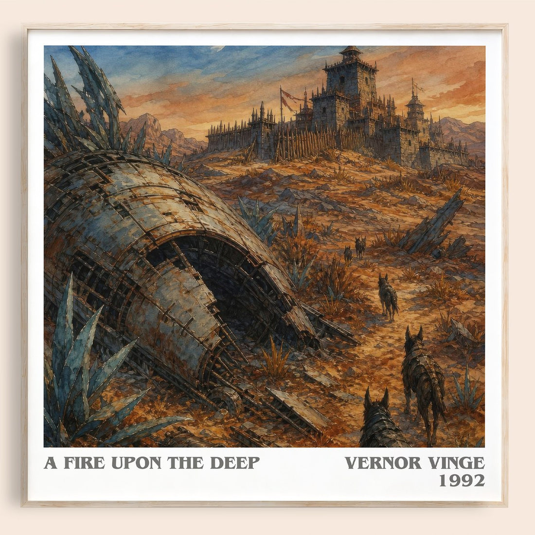A Fire upon the Deep literary book poster by Vernor Vinge – framed literary art print